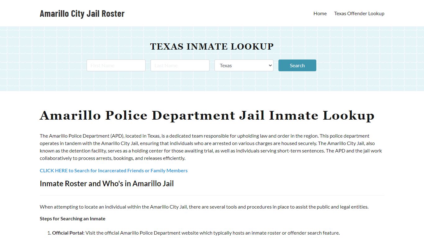 Amarillo Police Department & City Jail, TX Inmate Roster, Arrests, Mugshots